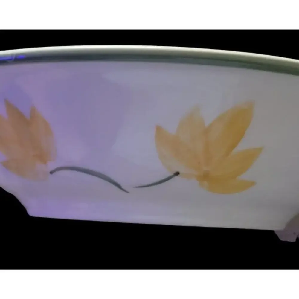 Vintage Yellow Swirl and Flower Bowls by Alco Industries‎ Green Trim Set of 4
